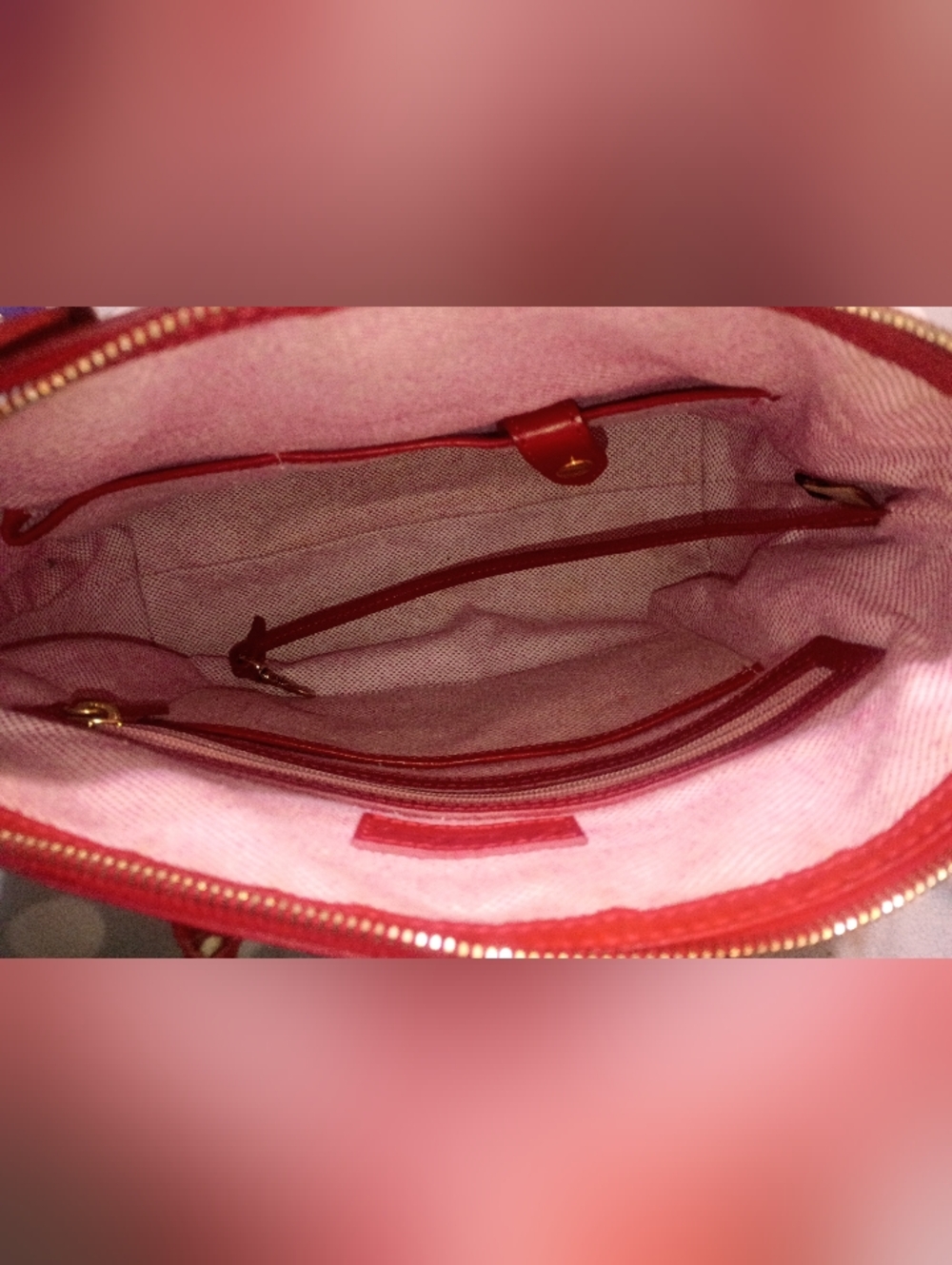 Dooney And Bourke Red Croc-Embossed Leather Satchel Handbag - Picture 4 of 9